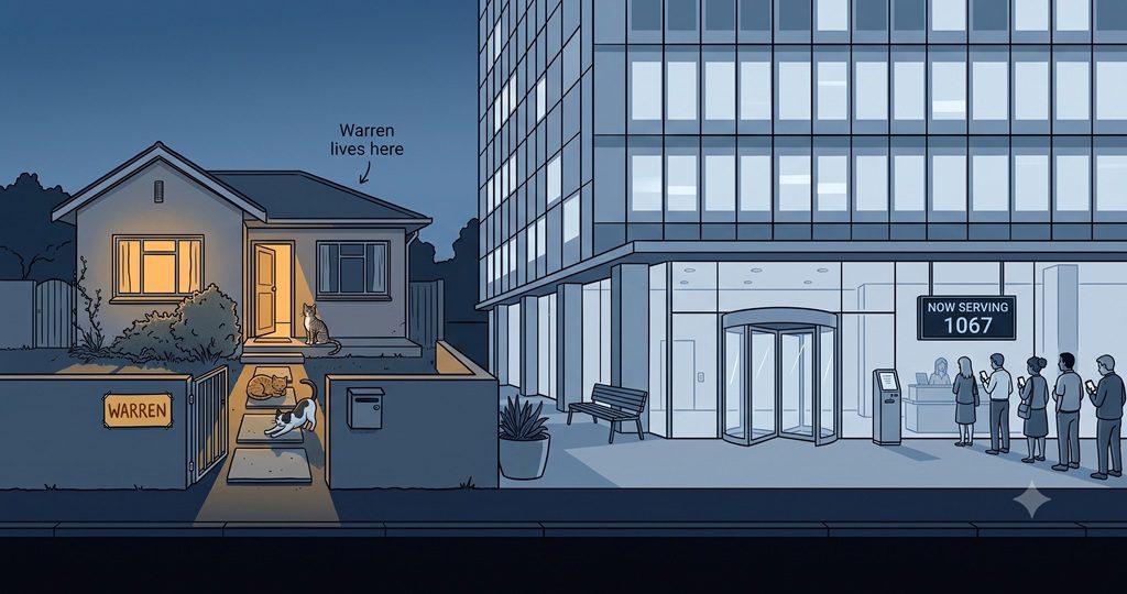 Warren's house next to unnamed giant dev company